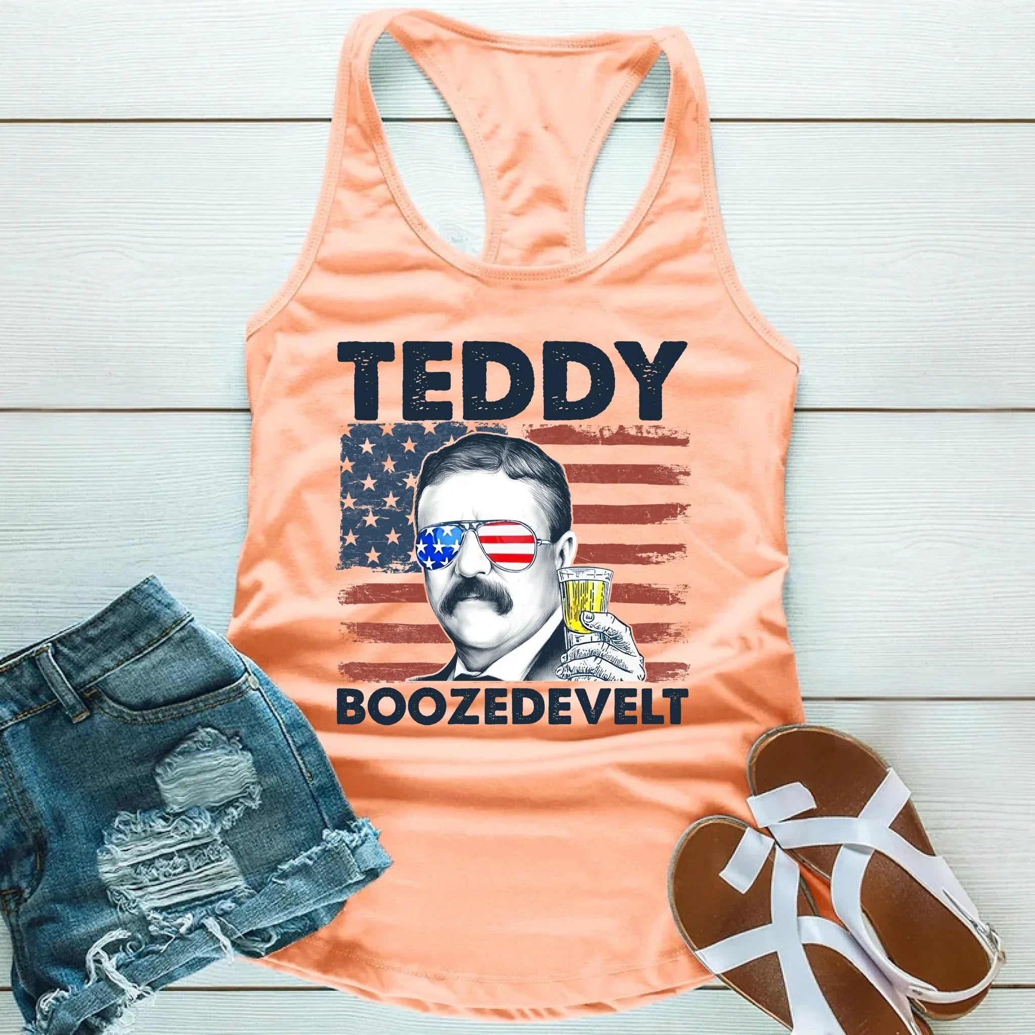 Teddy Boozedevelt Unisex Tank Top – Funny Patriotic Party Tee Adorb.co